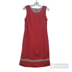 VINTAGE Y2K Cleo Petites Linen Blend Sleeveless Red Dress 6P